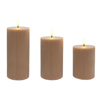 LED Flameless Real-Wax Candles, Flickering Flame, Set of 3