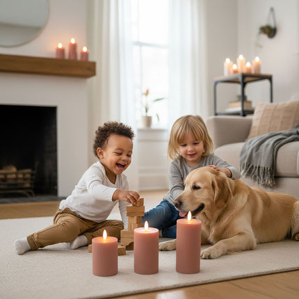 LED Flameless Real-Wax Candles, Flickering Flame, Set of 3