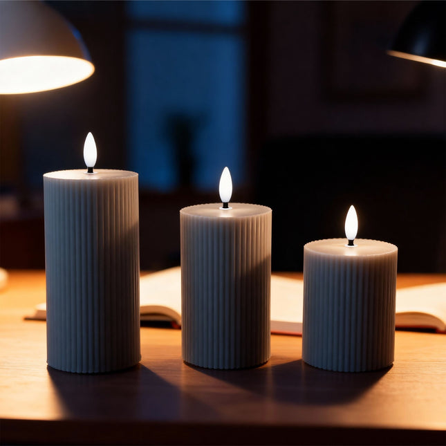 LED Flameless Real-Wax Candles, Set of 3