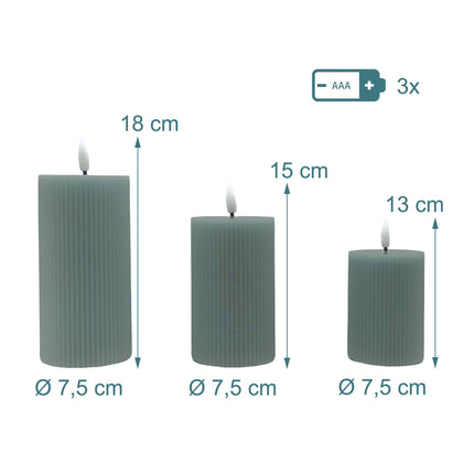 LED Flameless Real-Wax Candles, Set of 3