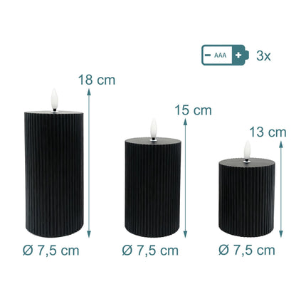 LED Flameless Real-Wax Candles, Set of 3