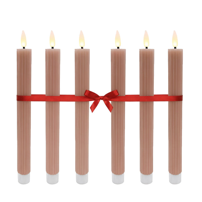 LED Flameless Taper Candles, Real-Wax, Set of 6