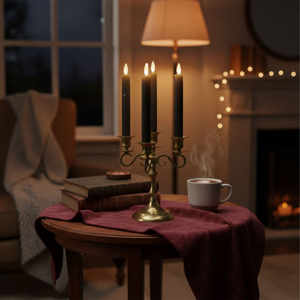 LED Flameless Taper Candles, Real-Wax, Set of 6