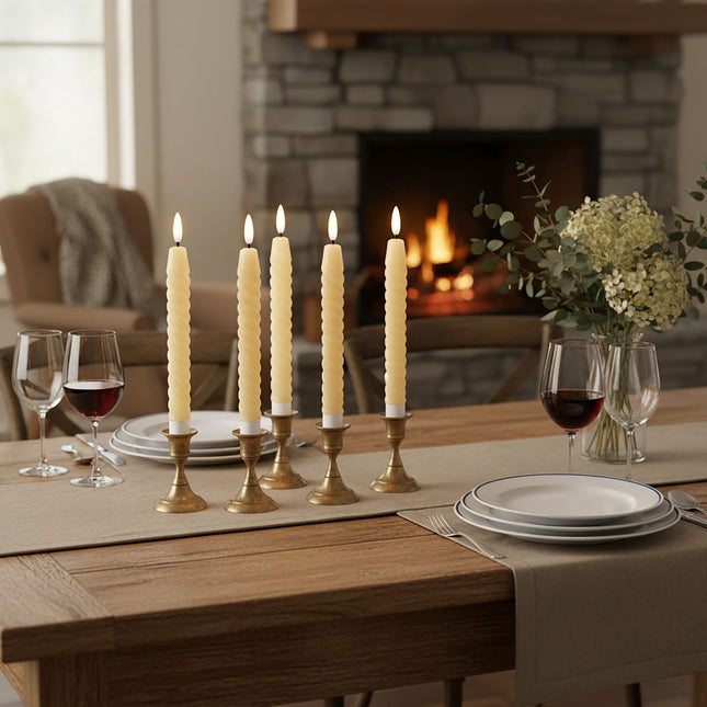 LED Flameless Taper Candles, Real Wax, Set of 6