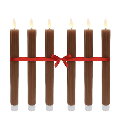 LED Flameless Taper Candles, Real-Wax, Set of 6