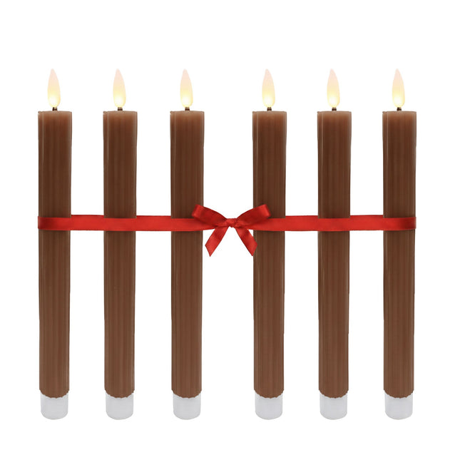 LED Flameless Taper Candles, Real-Wax, Set of 6