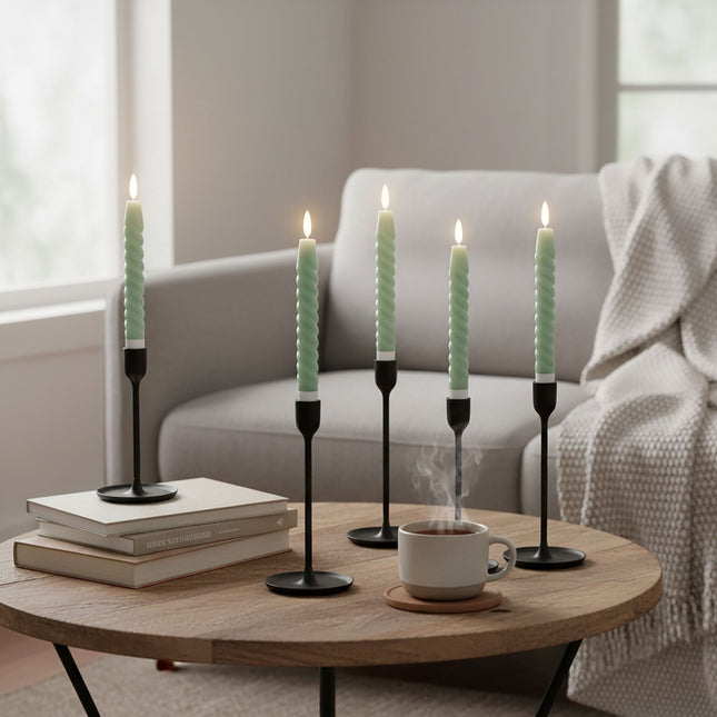 LED Flameless Taper Candles, Real Wax, Set of 6