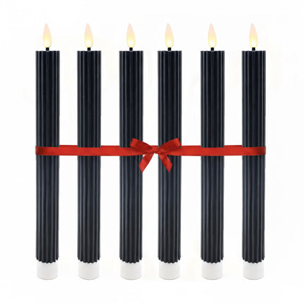 LED Flameless Taper Candles, Real-Wax, Set of 6