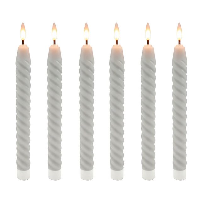 LED Flameless Taper Candles, Real Wax, Set of 6