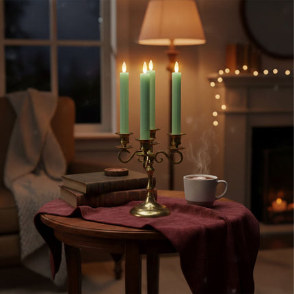 LED Flameless Taper Candles, Real-Wax, Set of 6