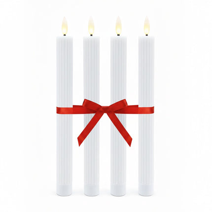LED Flameless Wax Taper Candles, Set of 4 with Timer