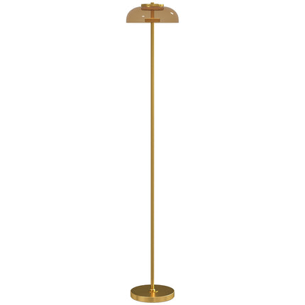 LED Floor Lamp, 3000K Warm Light, Brass Finish, Foot Switch