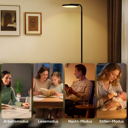 LED Floor Lamp, Adjustable, Remote Control, Black