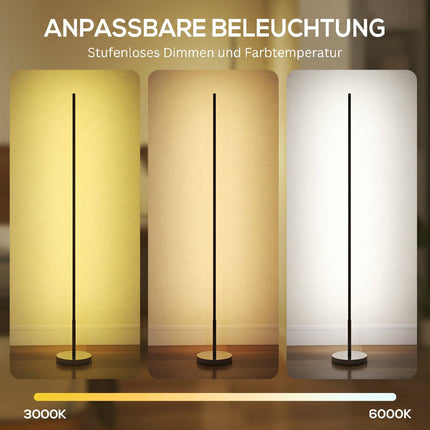 LED Floor Lamp, Dimmable 3000-6000K, Remote, 150 cm