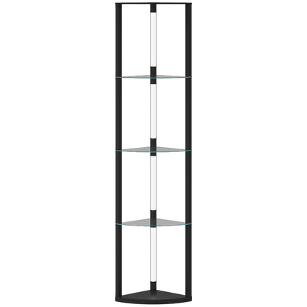 LED Floor Lamp with Shelves, Adjustable Brightness, Black
