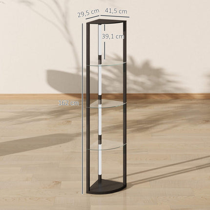 LED Floor Lamp with Shelves, Adjustable Brightness, Black