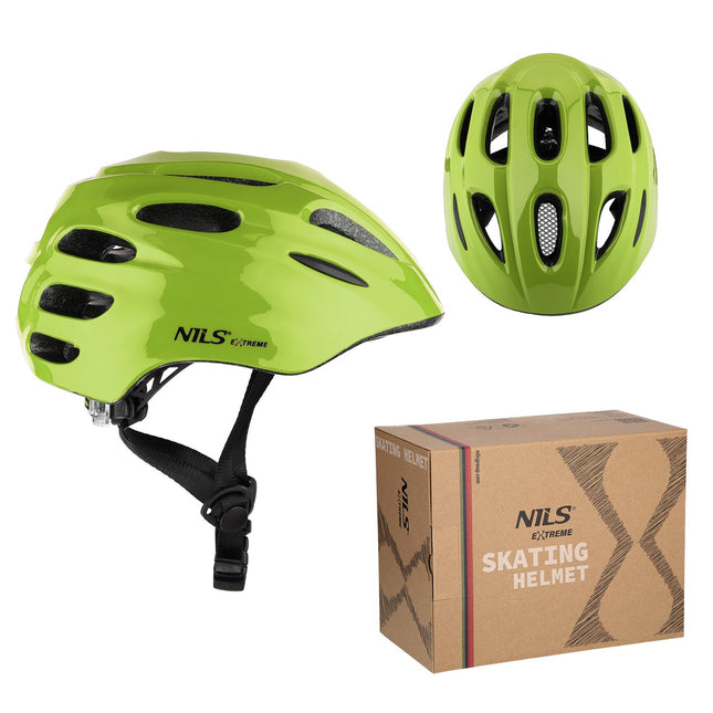 LED Green Helmet, XXS (48-54 cm), Nils Extreme