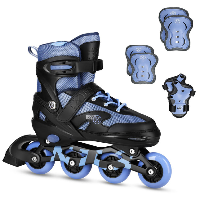 LED Inline Skates met Beschermers, Blauw, Maat M (35-38)