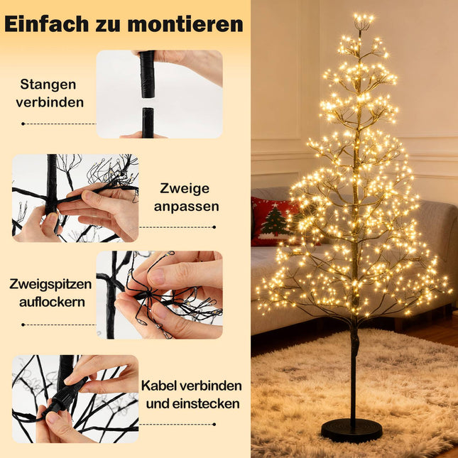 LED Light Tree 150 cm, 1000 Warm White, Cement Stand
