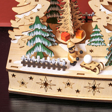 LED-Lit Wooden Christmas Village – 20 Lights, 45x12x30 cm