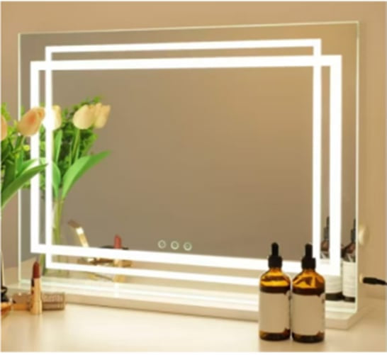LED Makeup Mirror, 3-Color Dimmable, Touch, 58 cm