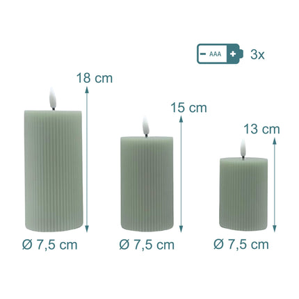 LED Real-Wax Flameless Candles – Set of 3