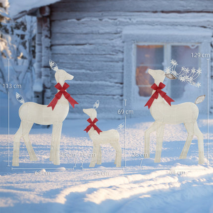 LED Reindeer Family Set – Waterproof, Steel, Polyester