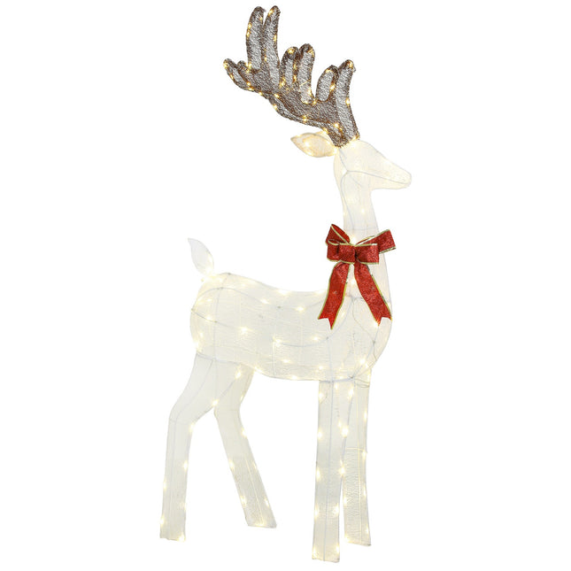 LED Reindeer with Red Bow, 137 Lights, Weatherproof, 66x25x135 cm
