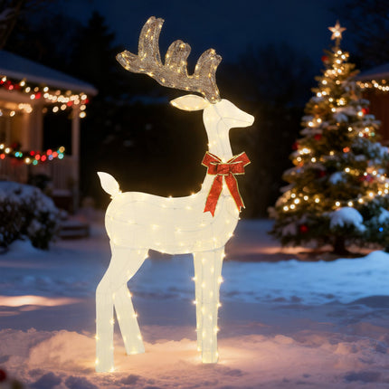 LED Reindeer with Red Bow, 137 Lights, Weatherproof, 66x25x135 cm