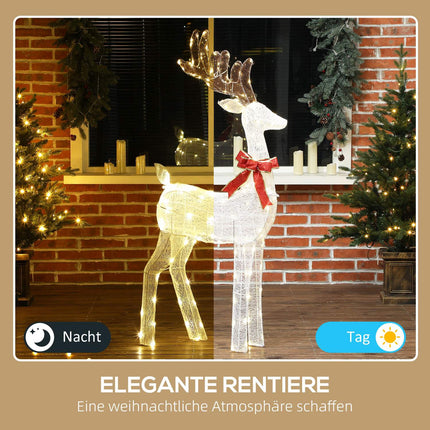 LED Reindeer with Red Bow, 137 Lights, Weatherproof, 66x25x135 cm