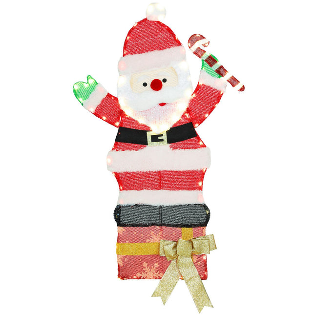 LED Santa Christmas Decoration, 97 Warm White Lights, 93 cm
