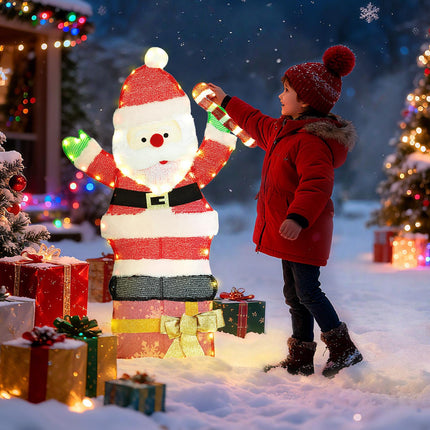 LED Santa Christmas Decoration, 97 Warm White Lights, 93 cm