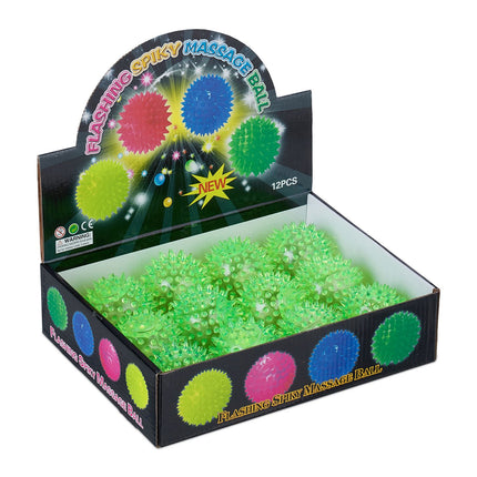 LED Spiky Balls – 12 Pack, Light-Up, Soft Rubber