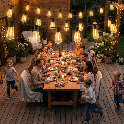 LED String Lights, 18m, 50 Vintage Edison Bulbs, Warm White