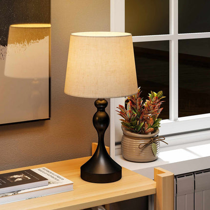 LED Table Lamp with 3 Color Temps, USB A+C Ports, Black Linen Shade