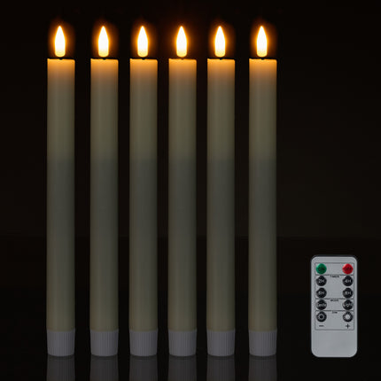 LED Taper Candles, Flameless, Remote & Timer, Set of 6