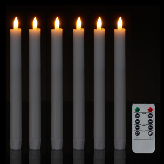 LED Taper Candles with Timer and Remote, Set of 6