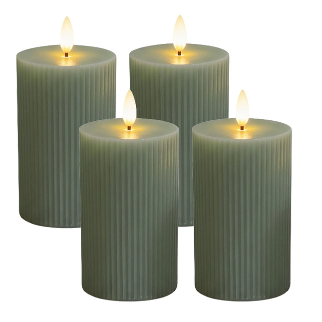 LED Wax Candles, Flameless, Flickering Flame, Set of 4