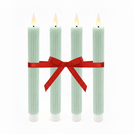 LED Wax Taper Candles, Set of 4, Flameless with Timer