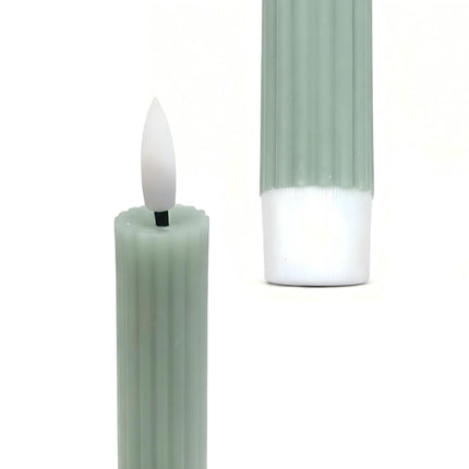 LED Wax Taper Candles, Set of 4, Flameless with Timer