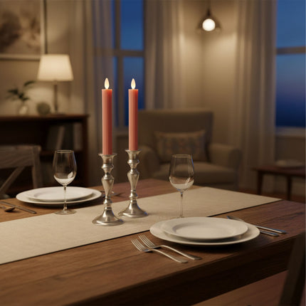 LED Wax Taper Candles, Set of 4, Flickering Flame