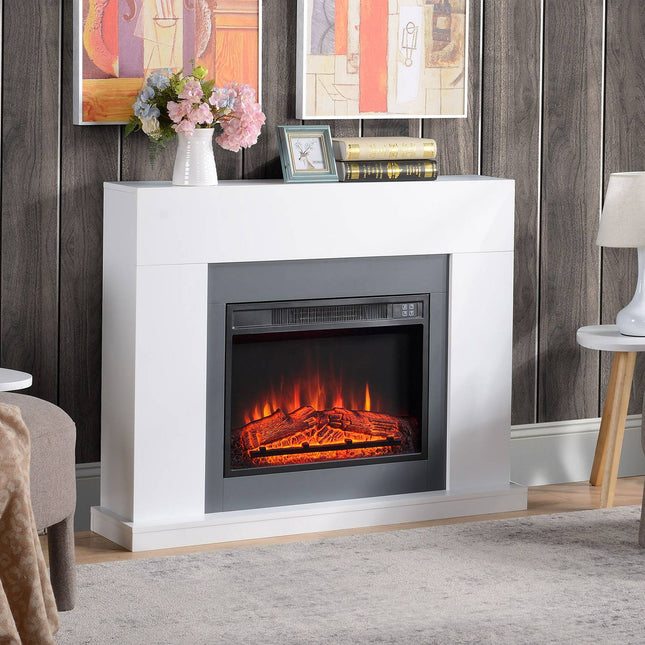 Freestanding LED Electric fireplace, Flame effect, MDF, White