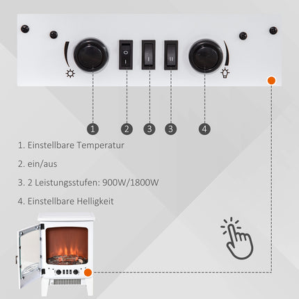 Freestanding LED electric stove, White, 900/1800W