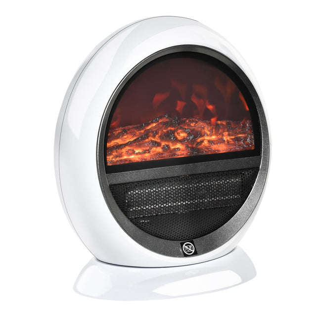 Mini LED electric fireplace - 1500W, white, compact size