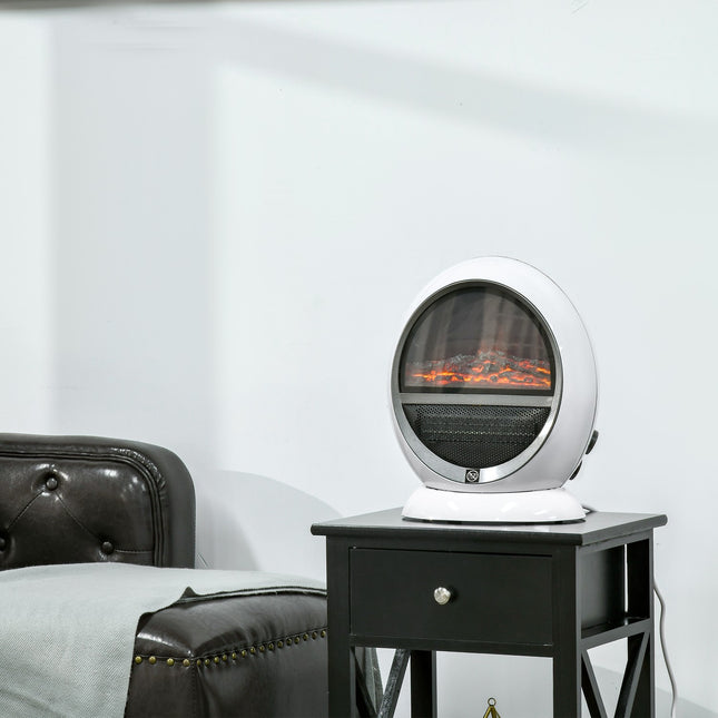 Mini LED electric fireplace - 1500W, white, compact size
