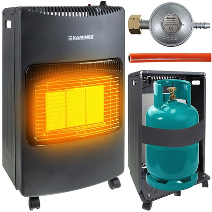 LPG Gas Heater 4200 W with 30 mbar Reducer and Hose, Propane-Butane G30