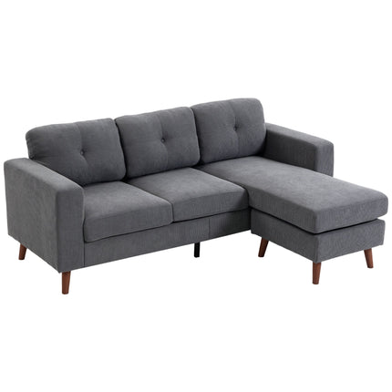 L-Shaped 3-Seater Sofa with Reversible Chaise, Dark Grey