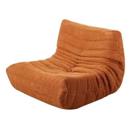 L-Shaped Bean Bag Chair, Memory Foam, Teddy Velvet, Brown