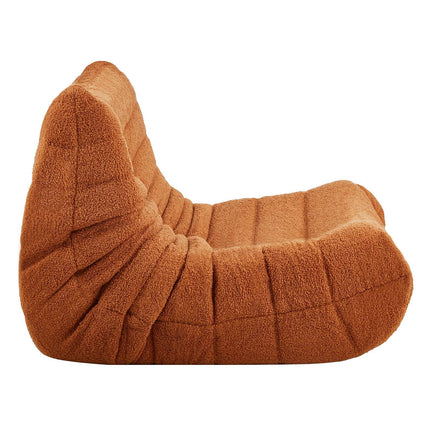 L-Shaped Bean Bag Chair, Memory Foam, Teddy Velvet, Brown