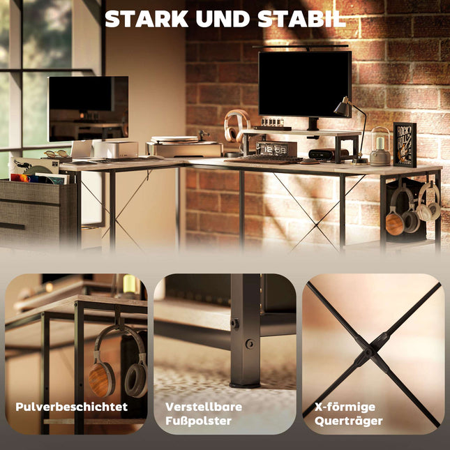 L-Shaped Desk with Adjustable Shelves and Storage Bag